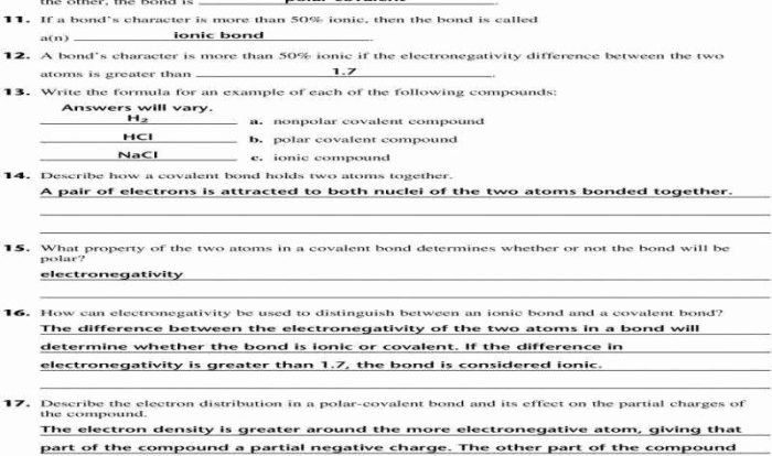 Answer key types of chemical bonds worksheet