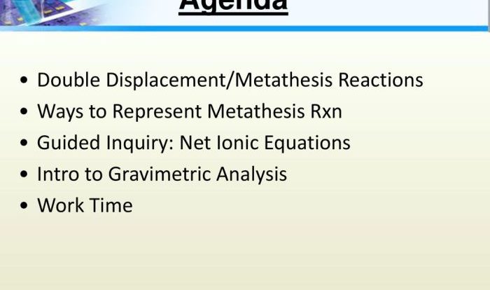 Reactions in aqueous solutions metathesis reactions and net ionic equations