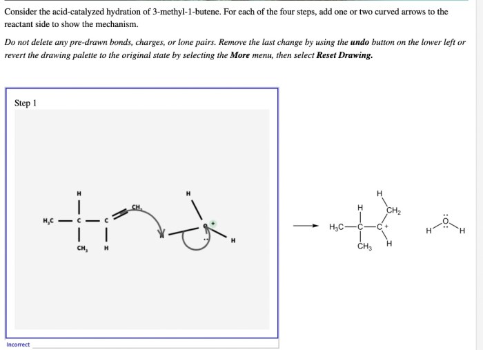 Consider the acid-catalyzed hydration of 3-methyl-1-butene