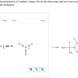 Catalyzed hydration acid wrong thing last methyl consider butene add curved arrows mechanism reactant steps side two only but messing